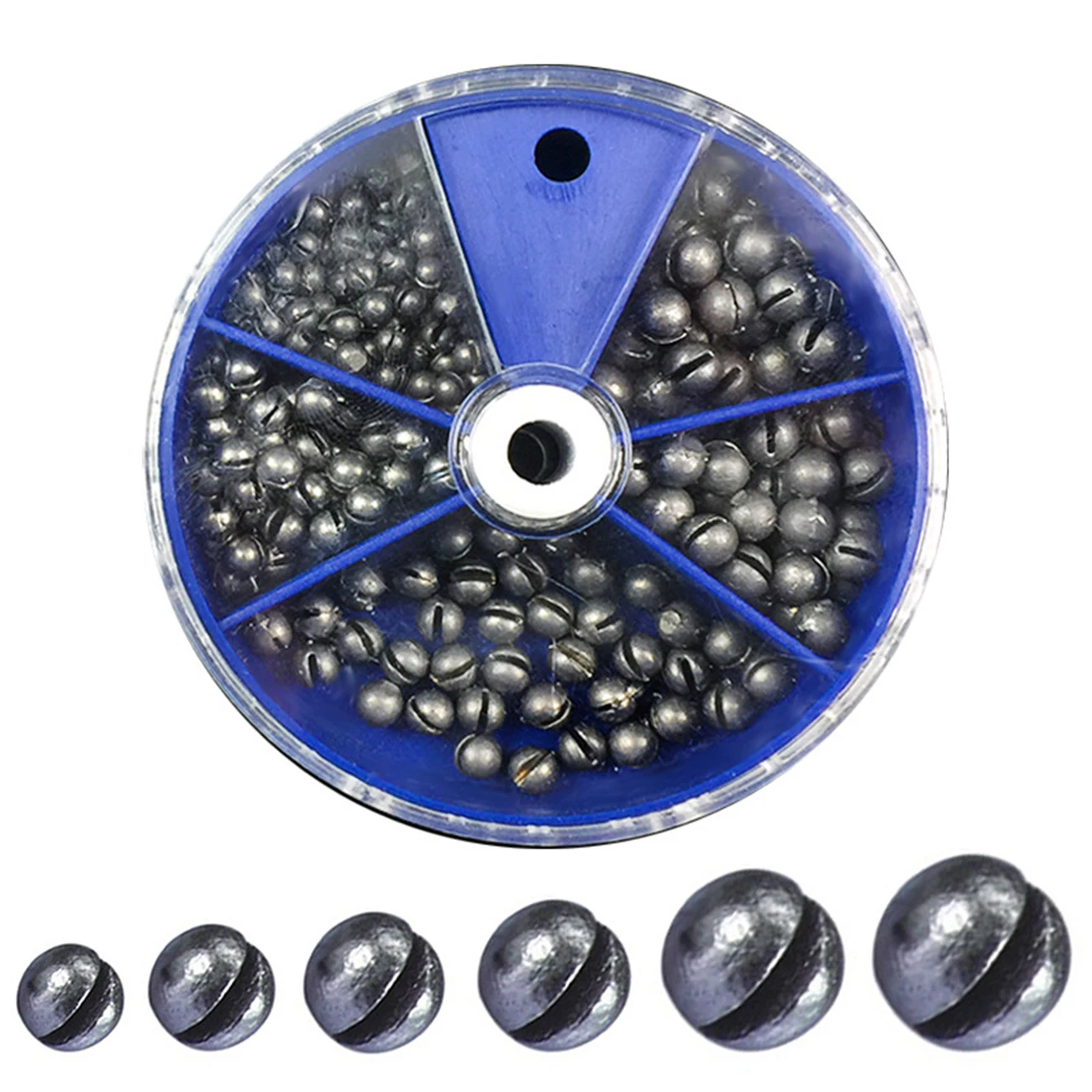 

205Pcs Open Bite Lead Set Lead Sinking Split Shots Fishing Sinkers Drop Biting Round Plumb Bob Auxiliary Fishing Tackle