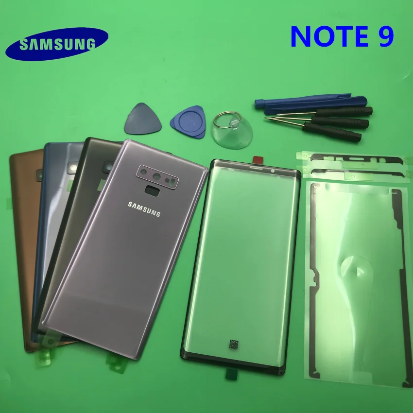 

Оригинальный новый стеклянный объектив для переднего экрана Samsung Galaxy NOTE 9 N960 N960F N9600 задняя крышка батарейного отсека задний корпус с клейкой...