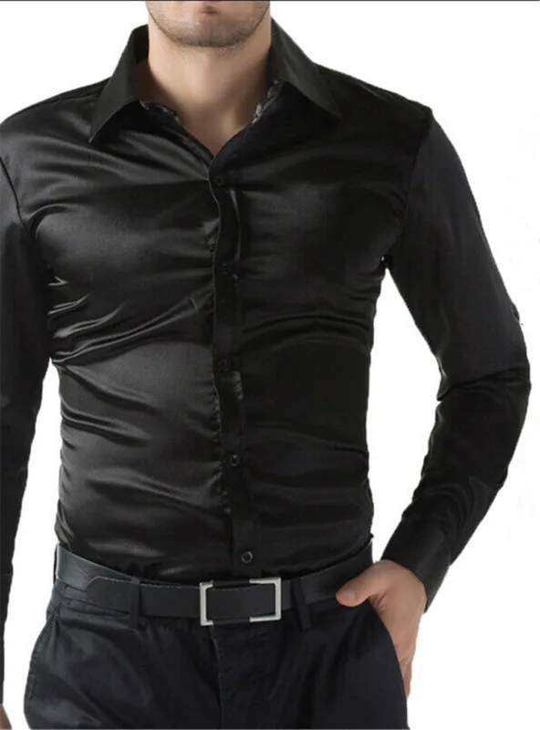 Мужские рубашки смокинги в английском стиле отложной воротник длинный рукав