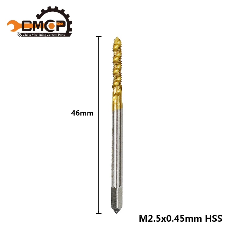 M2.5x0.45 1 шт. M2/M2.5/M3/M3.5/M4/M5/M6/M8 спиральный резьбовой кран высокоскоростной стальной ручной кран сверло титановое покрытие метрический винт кран - Цвет: M2.5x0.45