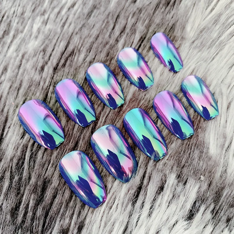 

24pcs Detachable Coffin Fake Nails Gradient Design Ballerina Full Nail Art Tips Beauty Artificial False Nails with GLUE