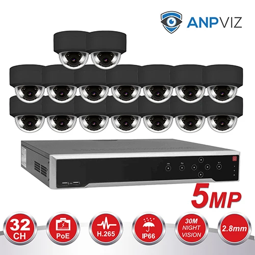 16PCS Black KIT Hikvision OEM 32CH 4 к NVR KIT 16/20/32 шт. 5MP безопасности PoE, купольная IP система наблюдения ссtv встроенной Аудио Видео набор для наблюдения - Цвет: 16PCS Black KIT