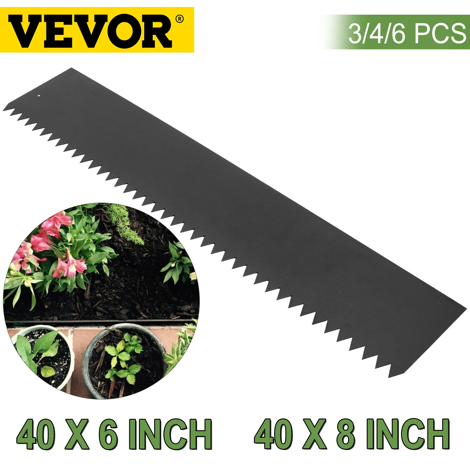 

VEVOR стальные края для газона 40x6/40x8 дюймов, садовые металлические края для ландшафта, края для ландшафта, стальные тропы, гибкие оцинкованные