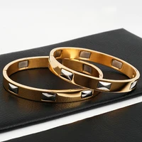 high quality two color classic charming 316l stainless steel couple bracelet bangle