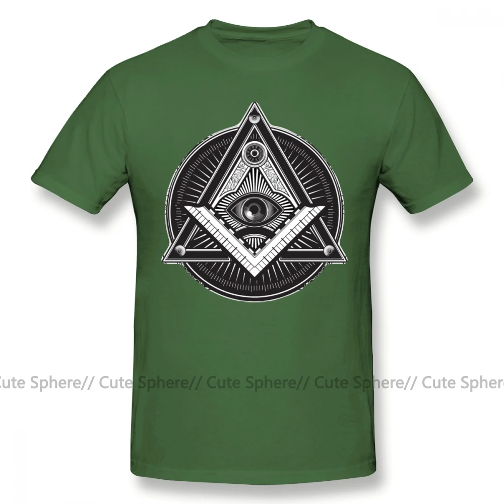 Illuminati футболка Классическая футболка с короткими рукавами графическая 4xl Мужская забавная 100 хлопковая футболка - Цвет: Army Green