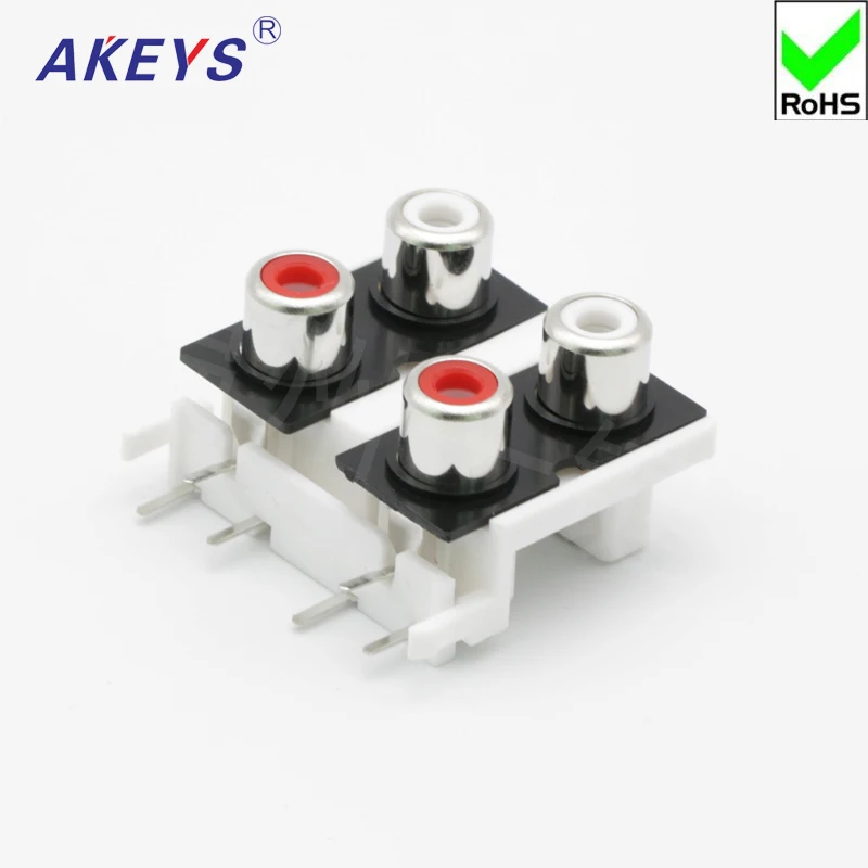 

10 PCS AV4-8.4-9 Socket 6-foot RCA seat 4-hole PCB welded Audio Video socket Lotus seat