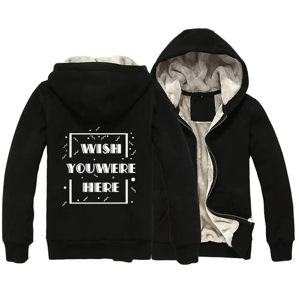 

Friends friendship I Wish You Were Here Valentine's Day Lover Man Boy Parkas Full Zip Coat Plus Velvet Autumn Winter ZIIART