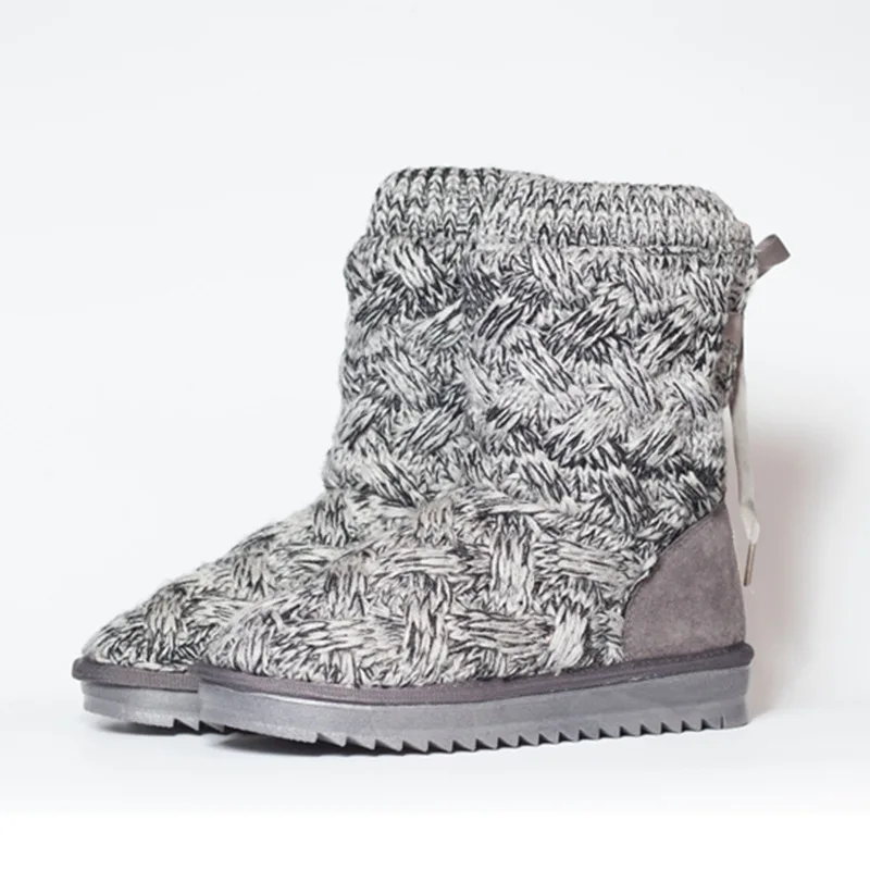 

LEOSOXS Knitting Women Snow Boots Plush Winter Women Boots Warm Platform Flat Women Ankle Boots Winter Shoes Casual Fashion