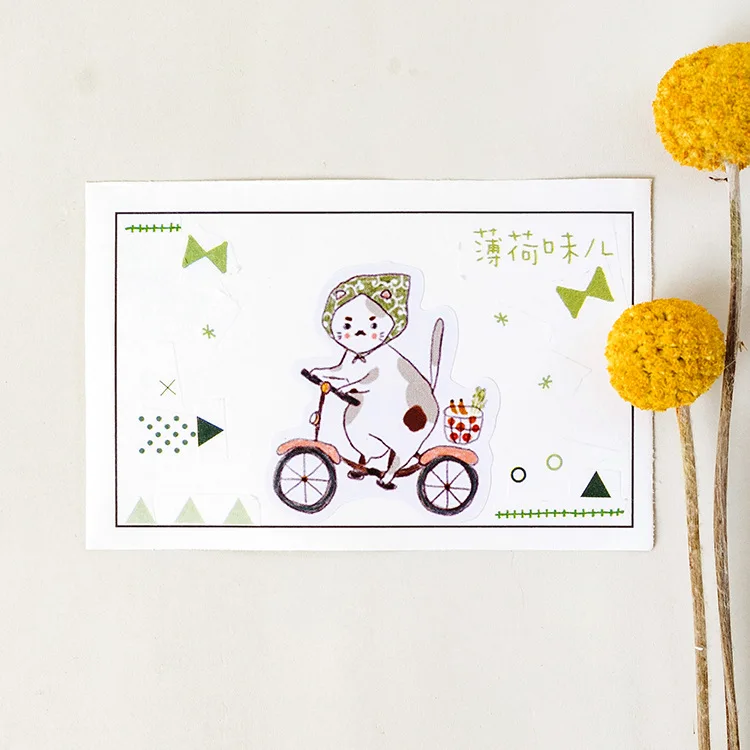 40 шт./компл. канцелярские наклейки Детские футболка с толстым котом Липкие Бумага