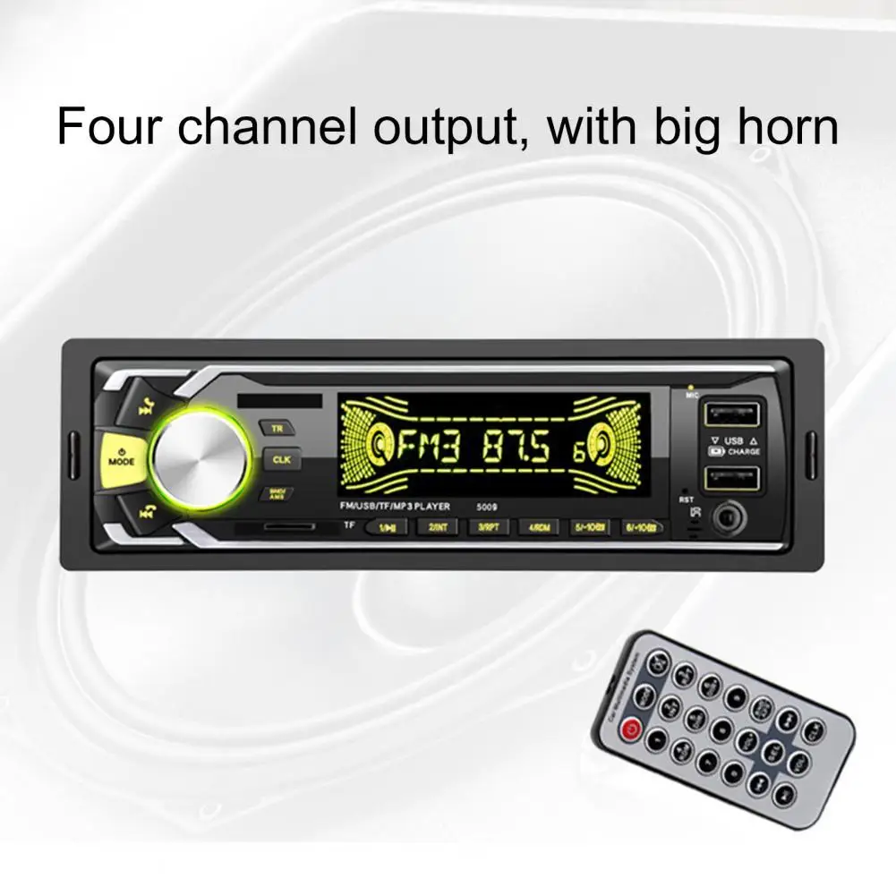 

5009 12V Car MP3 Player Fast Charging Dual USB Bluetooth Speaker Colorful Radio Player for Vehicles 18.8cm x 5.8cm x 8.5cm
