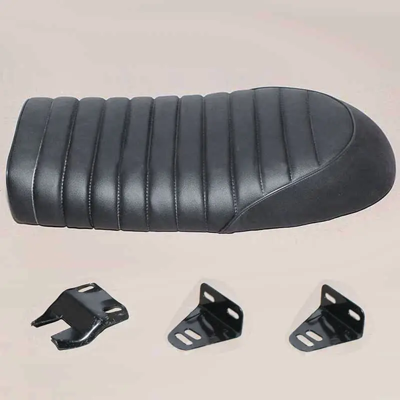 Универсальное Черное Кожаное мотоциклетное Кафе Racer сиденье плоское винтажное