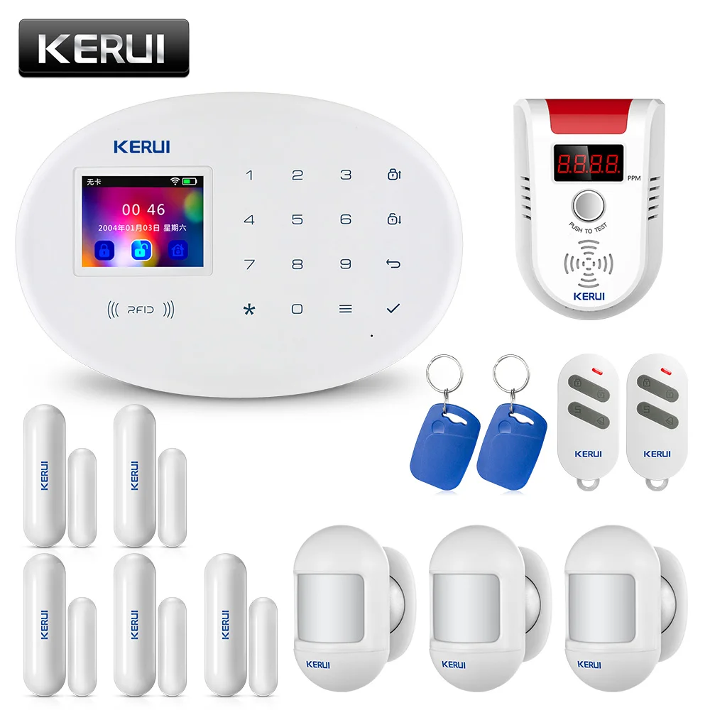 

KERUI W20 беспроводная домашняя сигнализация защита безопасности WiFi + GSM система охранной сигнализации, газовый датчик, детектор