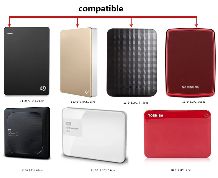 Чехол для переноски GUANHE для портативного внешнего жесткого диска для Seagate Expansion Backup Plus Slim, WD My Passport Ultra Toshiba