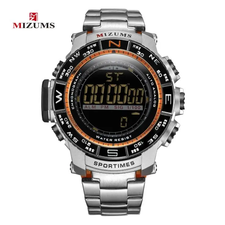 Orange MIZUMS, военные спортивные водонепроницаемые мужские часы, Relogio Masculino, Лидирующий бренд, роскошные часы, электронные, светодиодный, цифровые часы с хронографом - Цвет: Orange