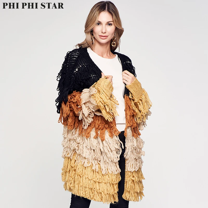 Бренд Phi Star 2019 свитера для женщин модные однотонные вязаные кардиганы Свитера