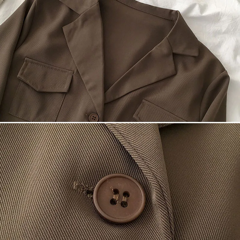 

Cropped Blazers Women Retro Chic BF Style Black Popular Autumn Notched Female Outwear 2020 Single Button Ladies Clothing Trendy