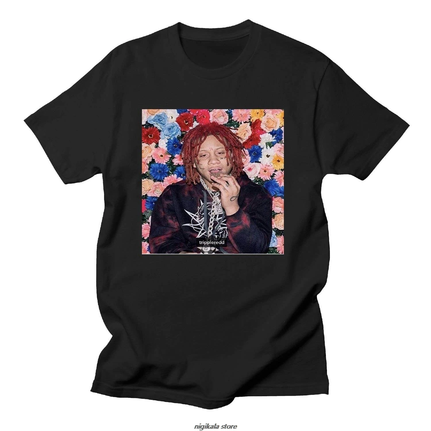 Черный Женские футболки Trippie Redd, Черная Мужская футболка с круглым вырезом и солнечным светом, топ, футболка, чистый круглый воротник, Мужская футболка - Цвет: Черный