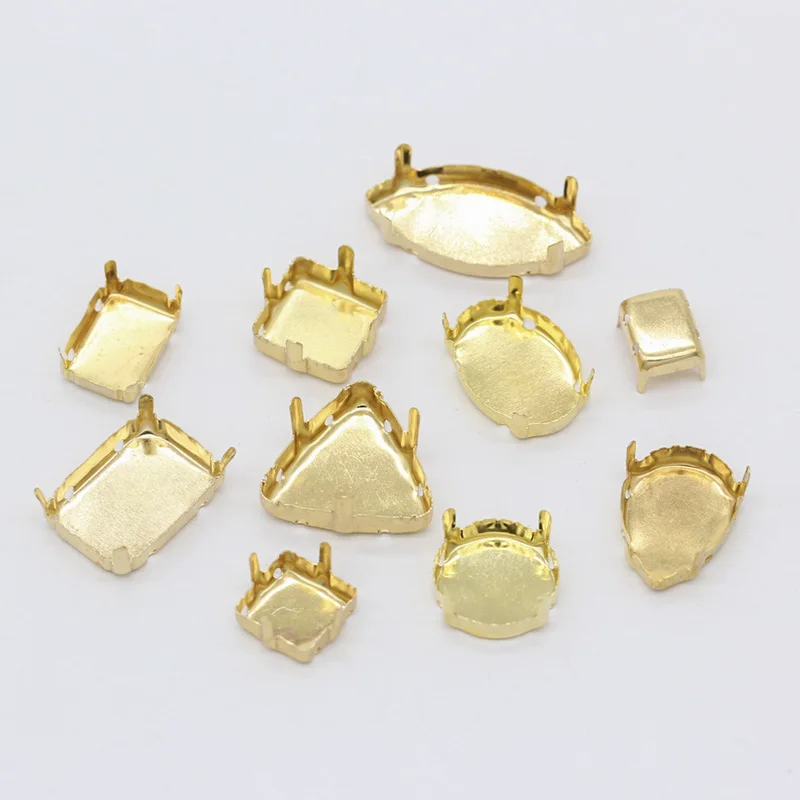

30p All shape&size Empty Base Setting Gold plated Blank Claw For Holder jewels stones Stitch On Sew On Crystal Glass Rhinestones