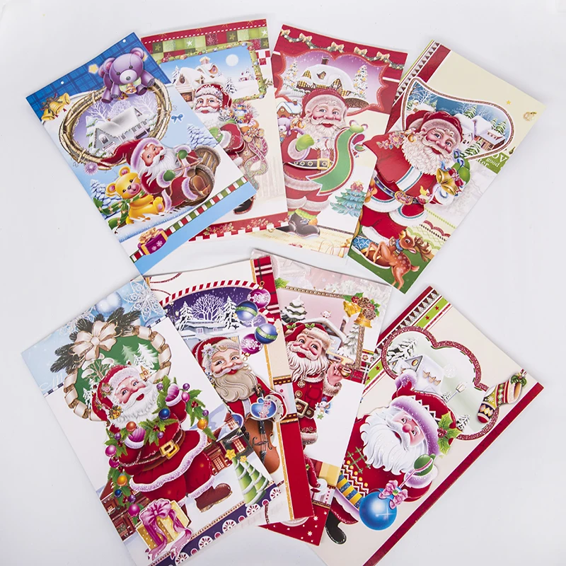 8 шт./компл. поздравительная открытка с Рождеством Санта Клаусом конвертом