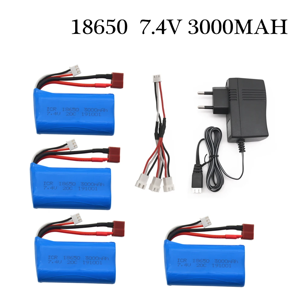 

7.4V 3000MAH lipo Battery 18650 for Wltoys 144001/10428 /12428/12423 Q46 RC Car Parts with charger 7.4V battery for toys parts