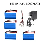 Литий-Полимерный Аккумулятор 7,4 В, 3000 мА  ч, 18650 для Wltoys 14400110428 1242812423 Q46, запчасти для радиоуправляемых автомобилей с зарядным устройством, Аккумулятор 7,4 В, детали для игрушек