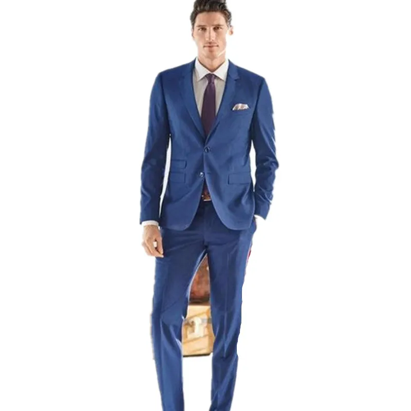 

Мужские костюмы Королевского синего цвета, свадебные смокинги, одежда для выпускного вечера, костюмы для шафера, мужской деловой блейзер (п...