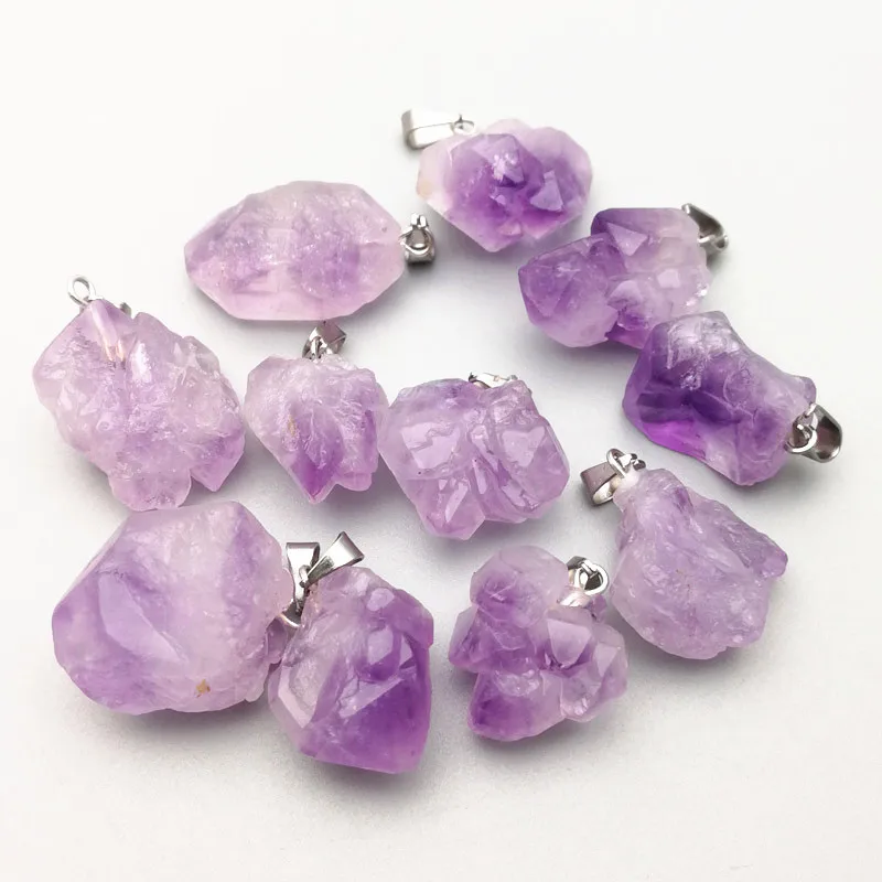 

Irregular Pendant Natural Healing Stone Pendants Purple Crystal Pendulum Healing Crystal Chakra Reiki Fashion Beads Random Size