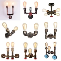 loft industrial wall light retro iron water pipe ceiling wall lamp vintage e27 sconce home living room lighting fixture decor