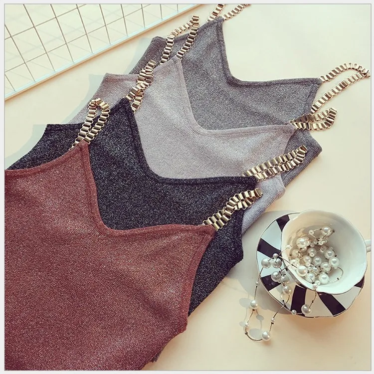 Женский топ без рукавов сексуальный женский трикотажный с v образным вырезом