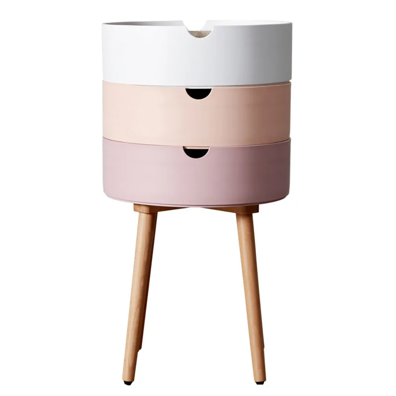 

Круглый прикроватный столик в скандинавском стиле ins, современный простой белый креативный маленький шкаф, мини пластиковая боковая тумбочка с тремя ящиками