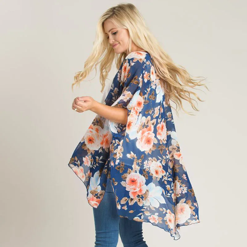 Новинка 2020 летнее кимоно кардиган в стиле бохо Пляжное бикини с цветочным