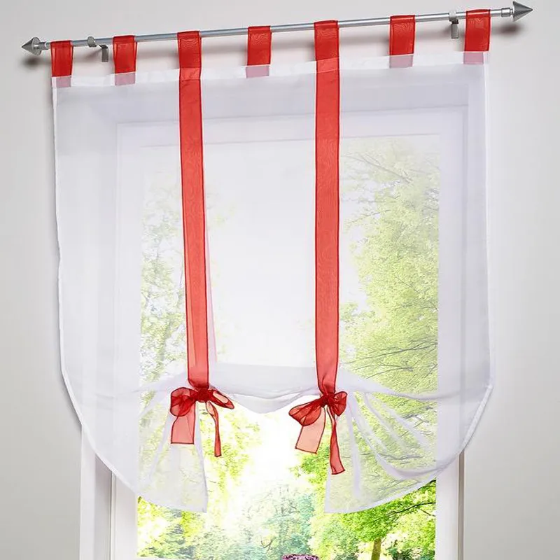 White Roman Curtain Grey European Perspective Yarn Drape Bow Tulle Suitable For Balcony Living Kitchen Room Decoration 4 | Дом и сад