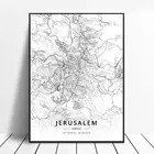 Изображение на холсте, город Нетания, Тель-Авив, Хайфа, тиберея исаэль, Картина на холсте, карта для гостиной