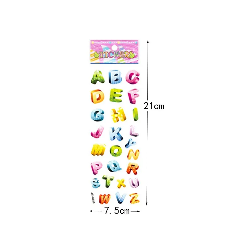 

5pcs Bubble Stickers Cartoon Numbers Uppercase English Letter Scrapbook Student Adhesive Stationery Office School Supplies