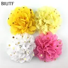 5 шт.лот 10 см Искусственный Золотой горошек Шифоновый Цветок с заколкой для волос или без заколки DIY для головных уборов аксессуары H0251