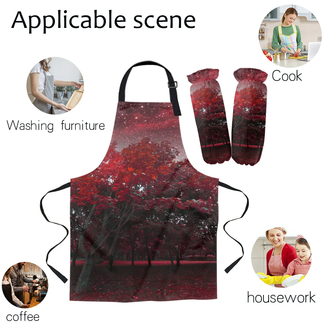 Фартук Red Woods Moon Starry Sky рукавицы с манжетами женские детские нагрудники для