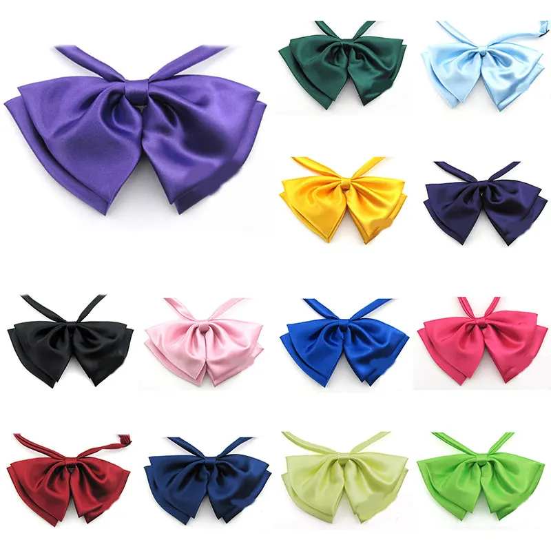 

Solid Color College Style Women Tie Butterfly Women's Bow Tie Knot Female Girl Student Hotel Clerk Waitress Neck Wear Ribbon Tie