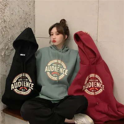

Hoodies Women Autumn Winter Student Casual Loose Hooded Fashion Koren Pullover Print Letter Harajuku Mujer De Moda Streetwear
