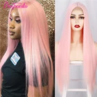 Парик с прямыми волосами розового цвета, парик из человеческих волос с T-образной передней частью, парик 13x 1, парик на передней сетке, прозрачный, может быть окрашен, предварительно выщипанный, Remy