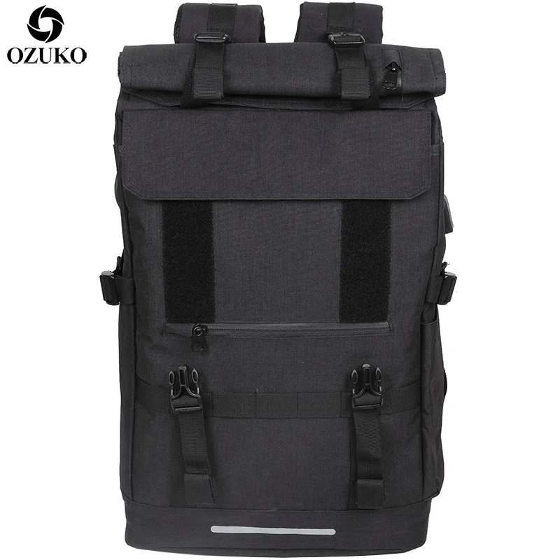OZUKO, новинка, 40л, большой объем, рюкзаки для путешествий, мужские, USB зарядка, рюкзак для ноутбука, для подростков, многофункциональный, для путешествий, Мужская школьная сумка