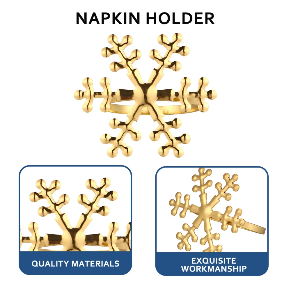 

6 Pcs Christmas Snowflake Shaped Napkin Rings Dinning Table Setting