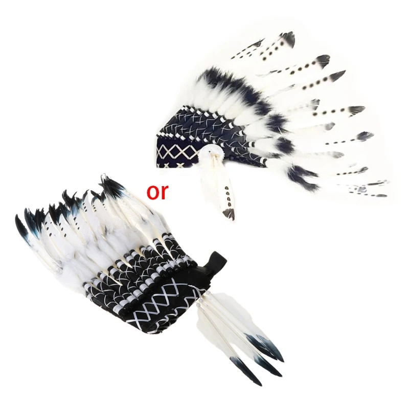 

Children American Native Indian Feather Headdress Bonnet Costume Hat Photography Prop for Halloween Party