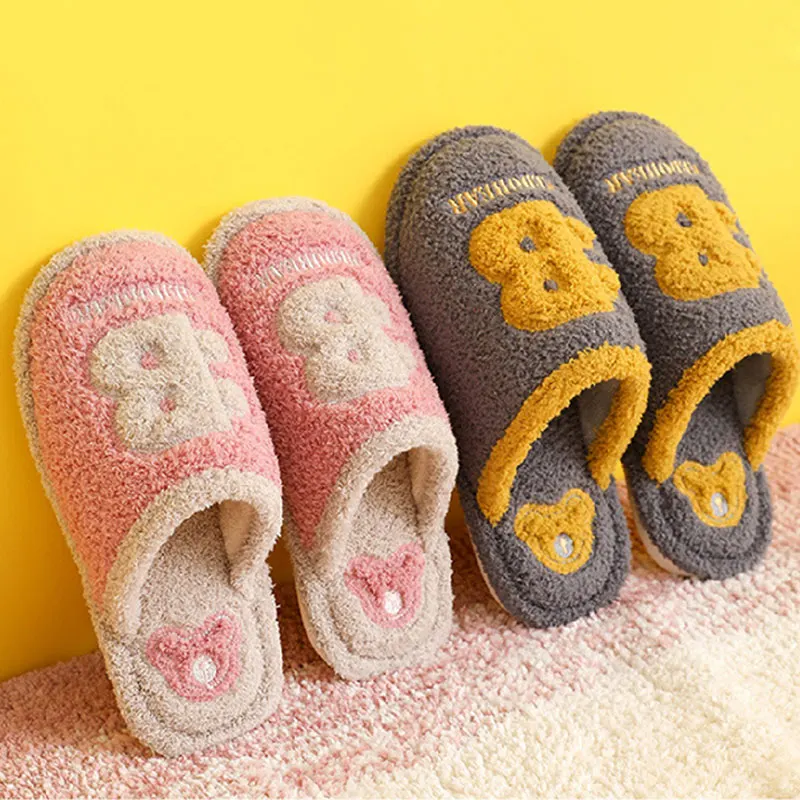 

Cotton Slippers Female Indoor Winter Non-Slip Plush Fashion Warmth Couple Household Wooden Floor Soft Bottom Autumn Slippersmale