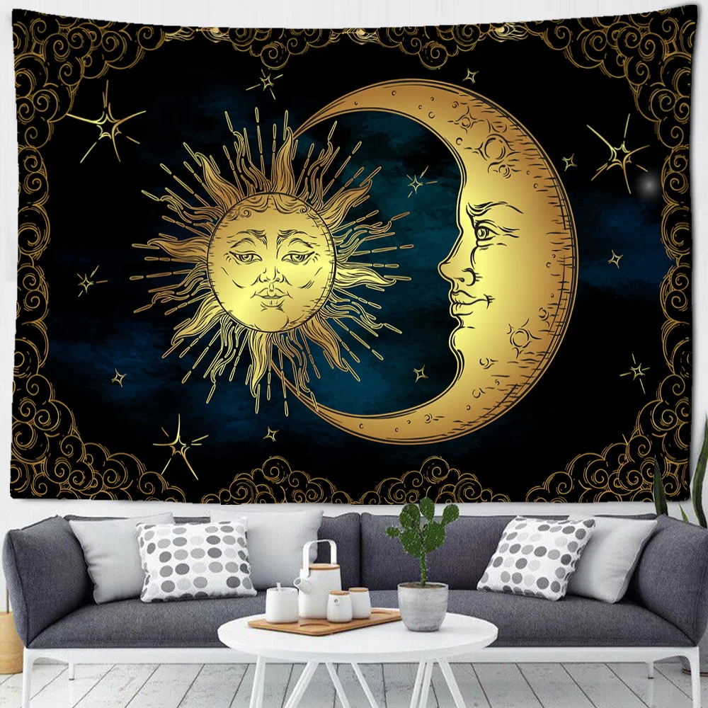 

Большой гобелен с изображением солнца Луны мандалы Таро гобелены ведьмы настенный подвесной клей хиппи настенный ковер ковры Декор для спа...
