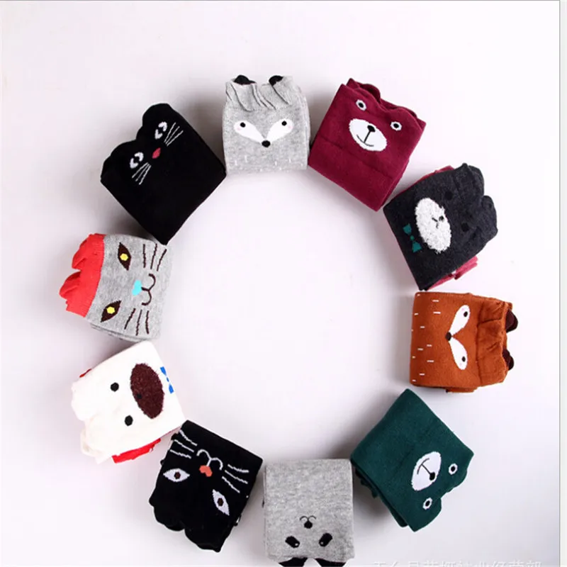 

1 Pair Cotton Cartoon Children's Baby Fox Socks With Bear Knee Highs Long Cute Infantil Kids for Girls kniekousen 3-12 Years old