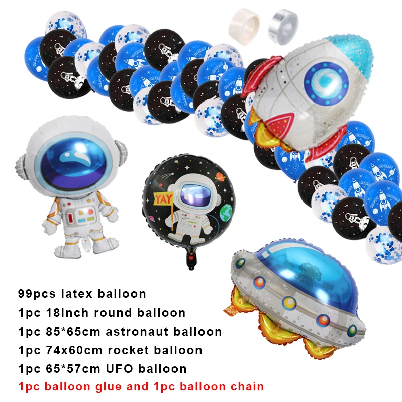 

105Pcs Outer Space Party Astronaut Balloons Galaxy Theme Party Kids Birthday Party Favors Happy Birthday Balloon Helium Globals