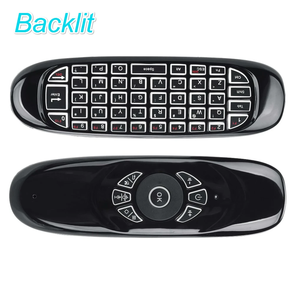 C120 with Backlit T tv BOX C120 подсветка 2,4G воздушная мышь перезаряжаемая Беспроводная Клавиатура дистанционного управления для Android tv Box Компьютер английская версия - Цвет: C120 with Backlit