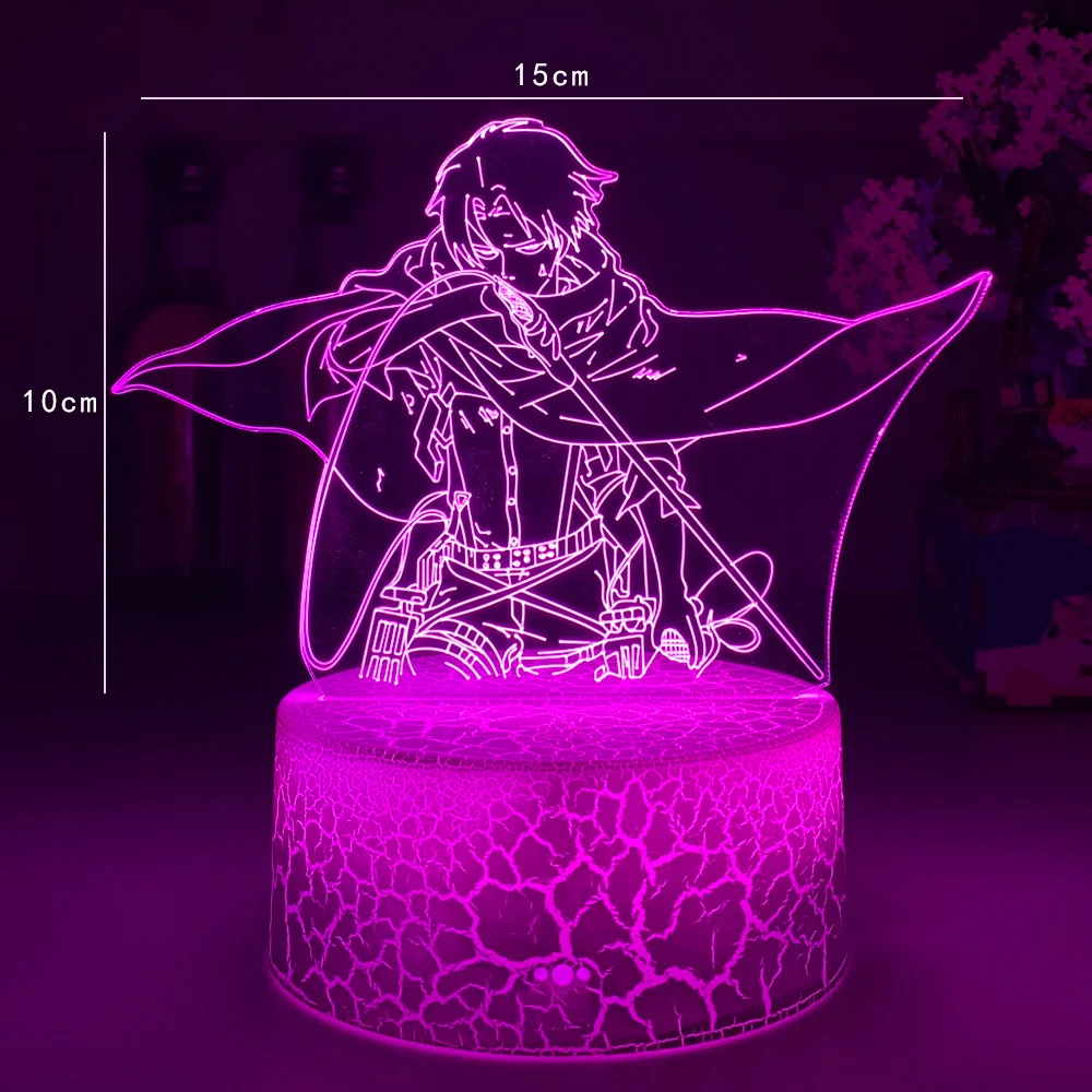 

Attack On Titans LED Lamp Levi Ackerman 3D Anime Night Light Bedroom Decor Kid Lampe Home Decoration Lampara De Noche Dormitorio