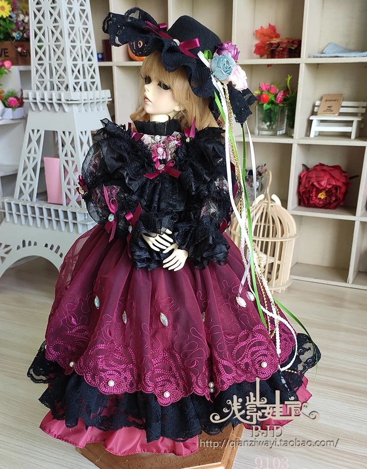 1/4 1/3 BJD платье в западном стиле+ шляпа набор аксессуары для кукол для BJD/SD MSD SD13, не включает в себя куклы, обувь, парик и другие E2693