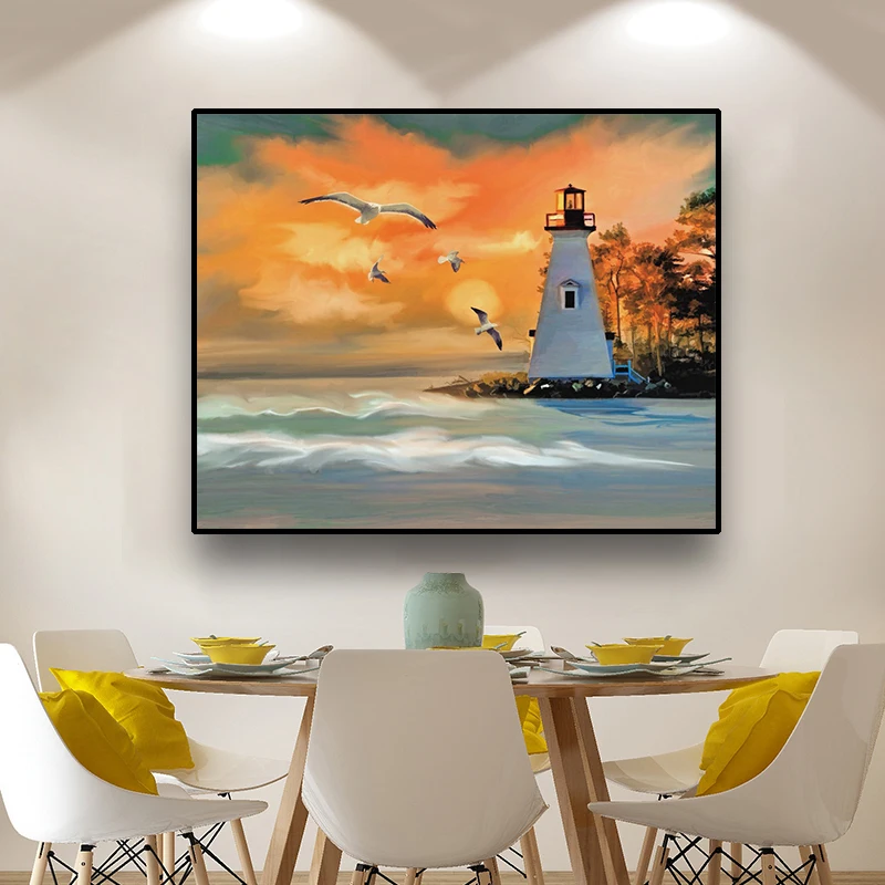

Laeacco Seascape Modern Fashion Canvas Painting Black White Salon Posters Prints Nordic Wall Art Pictures Living Room Home Decor